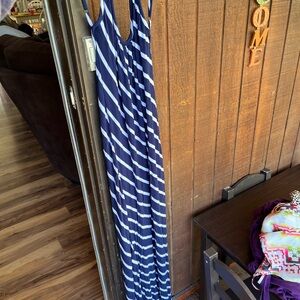 Navy and White Striped Maxi Dress